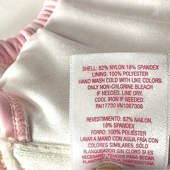 Swim Bikini Top Sz Large  Pale pink W/ Polka dots  Adjustable straps & underwire - Picture 8 of 8